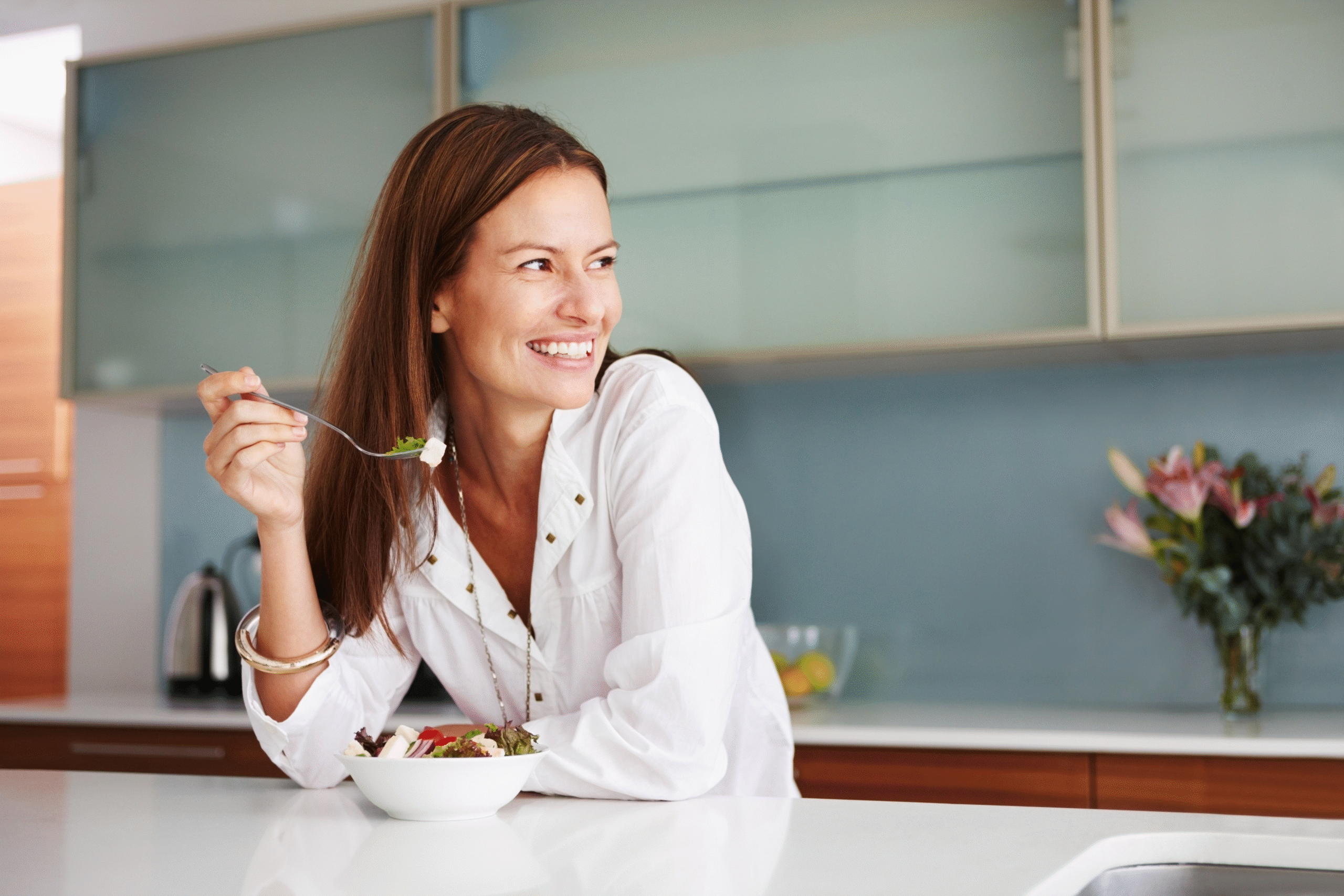 woman eating healthy snack